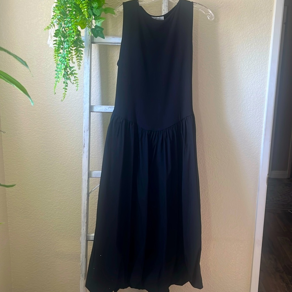 Tea length black dress